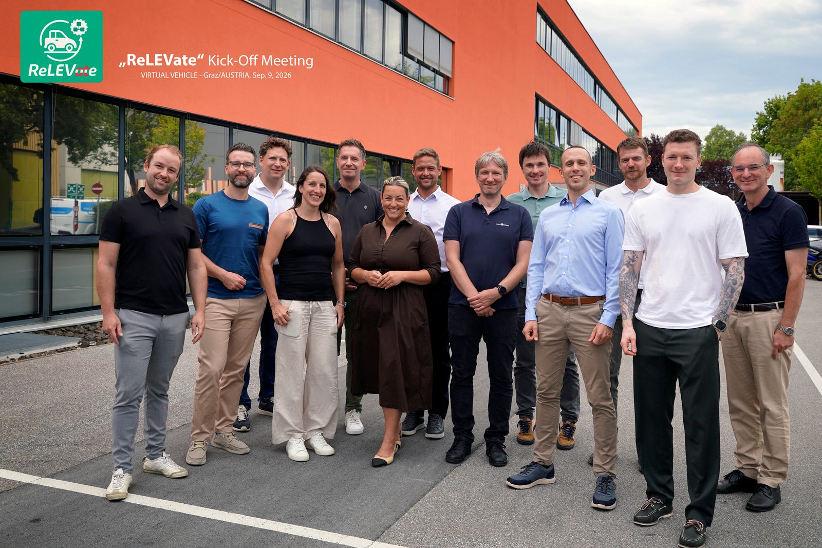 Gruppenfoto beim Kick-off von ReLEVate bei Virtual Vehicle in Graz, 9. September 2026